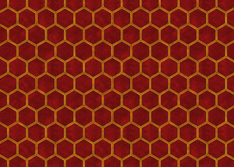 赤の和紙素材の亀甲テクスチャ