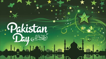 Pakistan Day illustration card