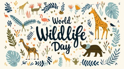 A illustration of the wildlife with the words world wildlife day