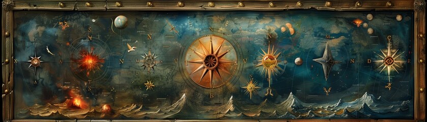 Fantasy elements elevate vintage maps with mystical symbols and uncharted territories, reimagining their essence.