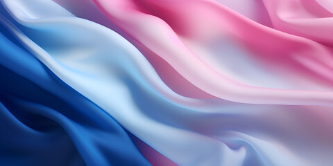 Elegant Silk Gradient Texture, Elegant Silk Cloth With Soft Pink Blue, Colorful Texture, silk fabric background, Abstract pink blue background in the form of waves from light fabric, Generative AI
