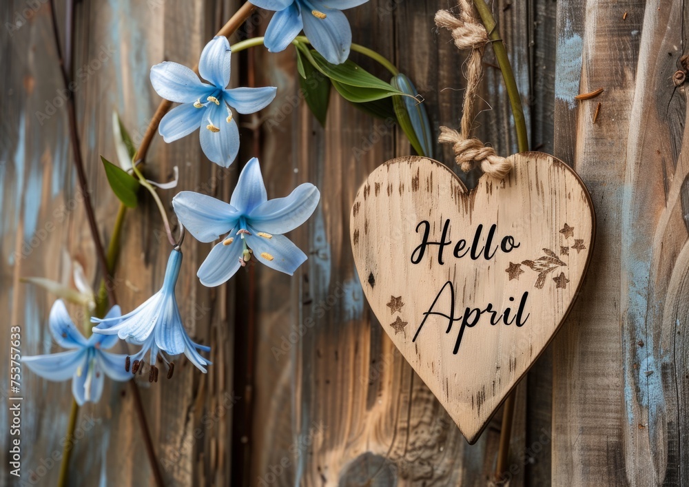 Poster a wooden heart with the text 