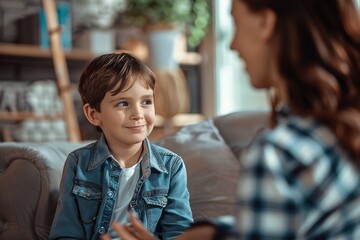 Boy opens up to his therapist in therapy about mental worries and needs Mental Health Treatment of Kids