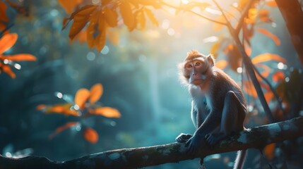 a cinematic and Dramatic portrait image for monkey - obrazy, fototapety, plakaty