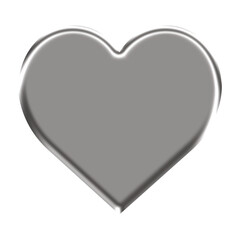 3d chrome heart in y2k style isolated. Futuristic metal glossy heart steel sticker. Metallic heart