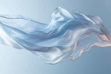 Beautiful fluttering flying blue fabric cloth floating free in air