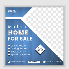 Modern real estate house social media post or square banner template