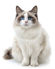 A rag doll cat isolated on a white background