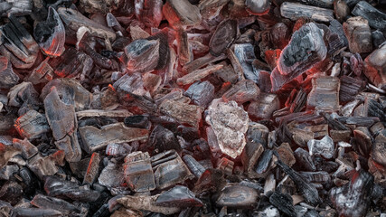 Abstract background of burning charcoal.