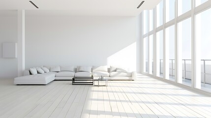 Empty White Living room interior design with copy space