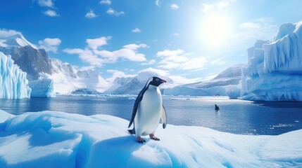 Obraz premium A penguin leading a tour of his Antarctic kingdom