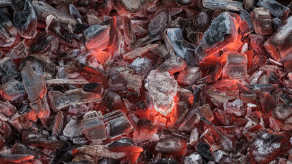 Abstract background of burning charcoal.