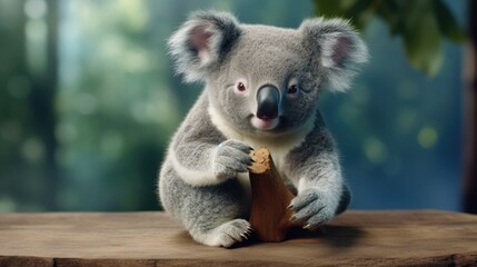 Obraz premium Koala giving herself a manicure and pedicure