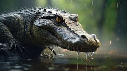 Naklejka premium A crocodile developing his own startup