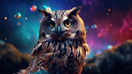 An owl who decides to become his own astronomer and study the stars