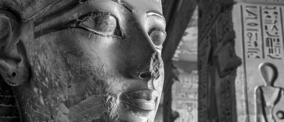 Monochrome Majesty, Egyptian Figure Captured in Classic Black and White, Echoing Timeless Elegance and Mystery.