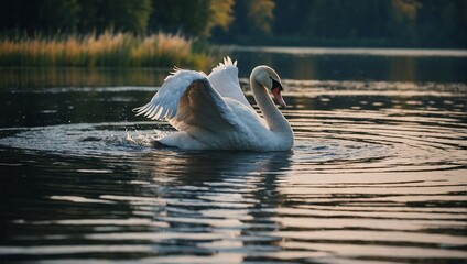a pair of swans in the water