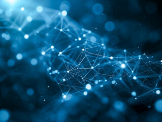 A blue background with a lot of dots and lines