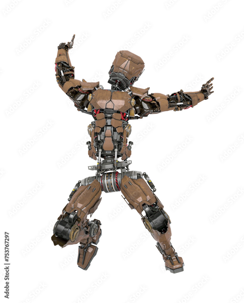 Sticker robot soldier is falling down