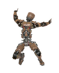 robot soldier is falling down