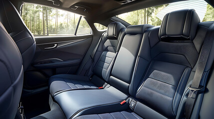 Spacious car with multiple seats, fixtures, doors, and windows