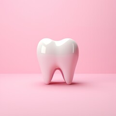 Une dent isol&eacute;e sur fond rose, rendu 3d, image avec espace pour texte.