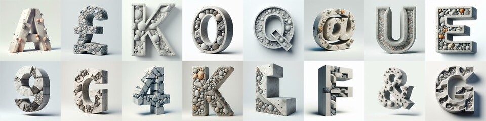 3D Lettering That Blends Concrete With Raw stones. AI generated illustration