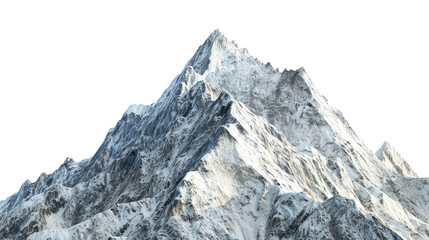 Moutain Isolated On Transparent Background. Snowy Peaks. Realistic Mountain Environment