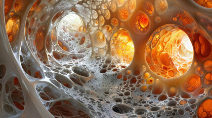 Intricate insides of beer foam, fractal psychedelic vision