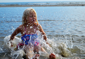 Child playing in water