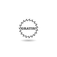 Gratis sign icon with shadow