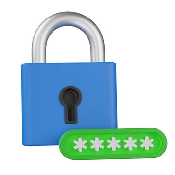 3d render  lock password illustration