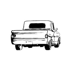 Classic and unique car sketch with transparent background