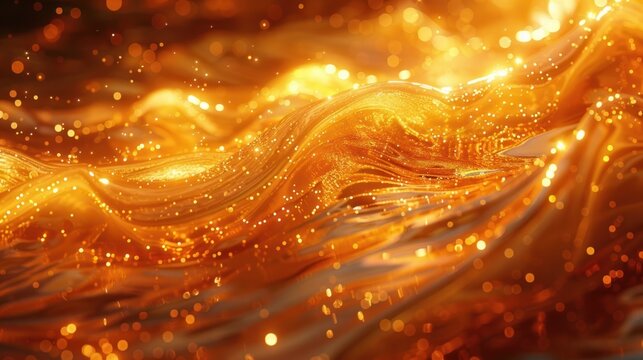 a blurry image of a wave of gold sparkles on a black background with a blurry image of a wave of gold sparkles on a black background.