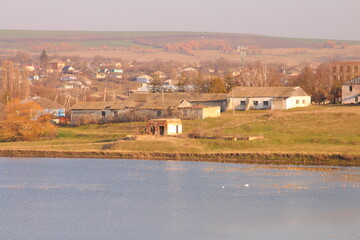 A town next to a body of water