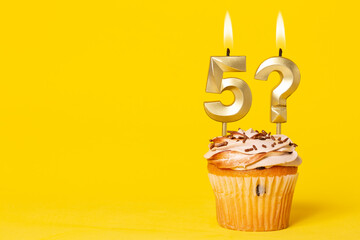 Birthday Cupcake With Candle Number 5 And Question Mark