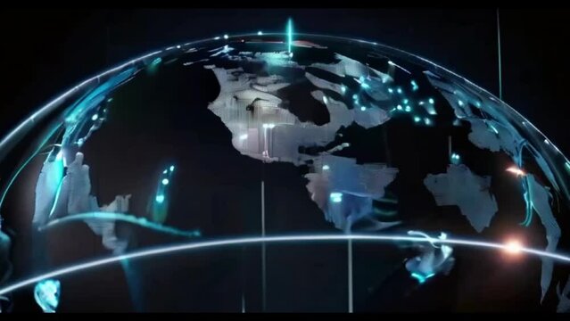 footage an illustration of the rotation of the earth in cyber security systems and internet transactions and technology
