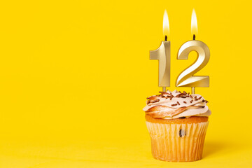 Birthday Cake With Candle Number 12