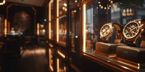 A store with a display of watches - obrazy, fototapety, plakaty