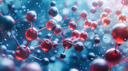 Molecular Chemistry Model, Science and Biology Concept, Abstract Blue Background