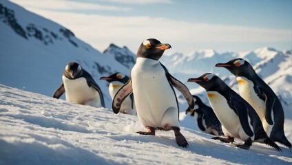 Obraz premium two penguins on ice