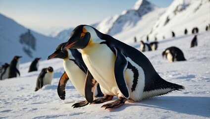 penguin in polar regions - obrazy, fototapety, plakaty