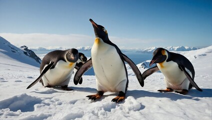 Fototapeta premium penguins on ice