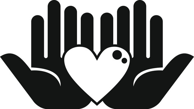Care hands support with love icon simple vector. People donation. Profit solitary share