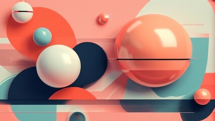 3d rendering of abstract geometric shapes in pastel color background.