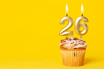 Birthday Cake With Candle Number 26