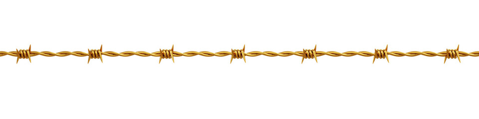 golden barbed wire metal fence 3D rendering