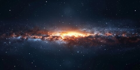 A galaxy with a bright orange star in the middle - Powered by Adobe