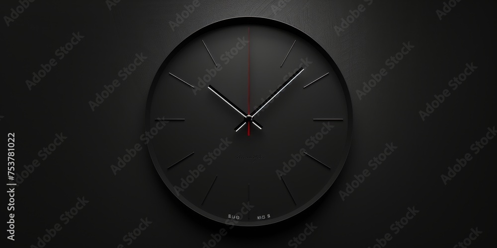 Poster a black clock with red hands showing the time of 11:30