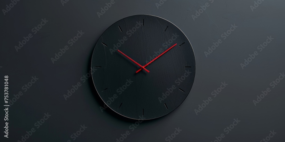 Poster a black clock with red hands showing the time of 11:30